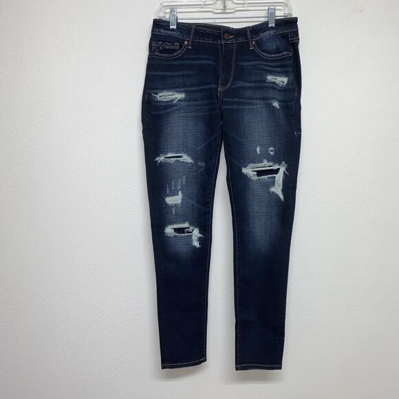 BKE Buckle Black Ankle Skinny Fit No. 53 Jeans Women’s 27 Distressed Blue Denim - Picture 1 of 14